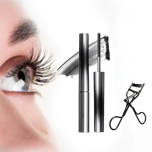 Faccelove's Ironeye Mascara, Iron Eye Wand Mascara Facelove, Natürliche Verlängernde und Pflegende Iron Wand Wimperntusche mit Eyelash Curler, Wasserfest, Long-Lasting und Smudge-Free (A)