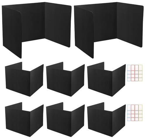 Eyoulife 8 Stück Lernbüro Trennwand Schreibtisch Faltbar U-Förmiger Sichtschutz Schreibtisch mit 8 Etiketten Robust Langlebig für Schulen Büros Bibliotheken (Schwarz)