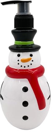 Pitycbo Dekorativer Weihnachtsseifenspender, Verwendbar mit Flüssigseife - Weihnachtliche Seife mit Winter Berry Duft - Weihnachts-deko für das Badezimmer 350 Ml Behälter, Schneemann