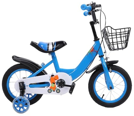 MechKit Kinderfahrrad 12 Zoll, leicht, robust, sicher, verstellbar, Kleinkinderfahrrad für Kinder im Alter von 3 bis 10 Jahren, Stützräder mit Eisenrahmen im Lieferumfang enthalten (Blau)