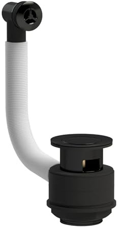 Matt Black Plated Pop-Up Stone Basin Waste with Integrated Overflow Kit