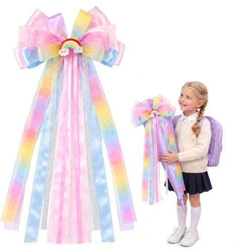 Honosen Schleife Schultüte Regenbogen, 60×20cm Große Zuckertüten Schleife