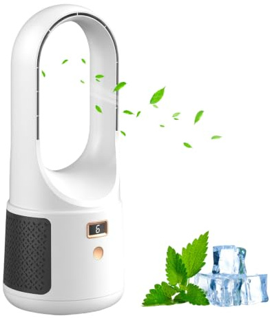 OAUEOR Rotorloser Ventilator, 25dB Ventilator ohne Rotorblätter | 6 Stufen, Notakku, Ventilator Tisch, Sicher für Kinder & Haustiere, Tisch & Schlafzimmer, Funktioniert bei Stromausfall