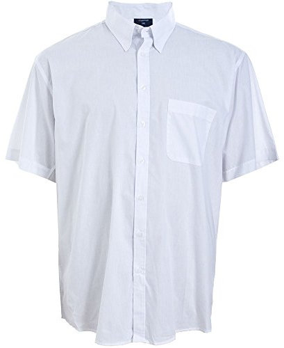 Espionage Men's Kingsize SH147 Plain Collar Short Sleeve Shirt 5XL-68 (to fit 58-60) White