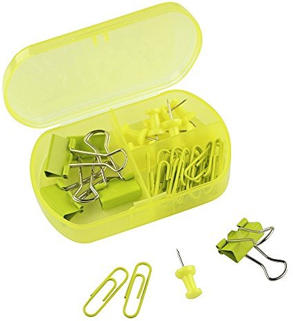 eBuyGB Pack of 12 Stationery Accessory Set, Transparent Lime Green