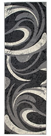 Carpeto Teppich Wohnzimmer 120x400cm Anthrazit Grau Geometrisch Weich | Teppich für Schlafzimmer Büro Esszimmer Pflegeleicht Fußbodenheizungsgeeignet Reinigungsmittelbeständig Kurzflor Synthetisch