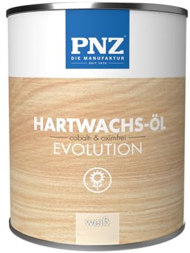 PNZ Hartwachsöl evolution farbig | Nachhaltig hergestellt mit regionalen Rohstoffen | Made in Germany | Arbeitsplatten, Holzmöbel, Holz-Boden, Gebinde:2.5L, Farbe:weiß