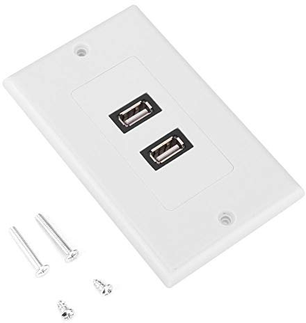 Dual USB 2.0 Keystone Wall Plate Panel Wall Mount USB Power Charger Outle with Socket and Face Plate Cove White