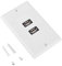 Dual USB 2.0 Keystone Wall Plate Panel Wall Mount USB Power Charger Outle with Socket and Face Plate Cove White