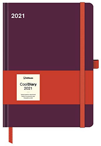 Bordeaux/Coral 2021 - Diary - Buchkalender - Taschenkalender - 16x22: Cool Diary