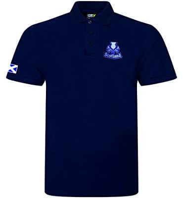 Super Lemon Poloshirt für Erwachsene, Schottland, Rugby, exklusives Retro, Vintage, für Herren und Damen, Unisex, Weiß, ideal für jeden schottischen Rugby-Fan, erhältlich bis 7XL Gr. XL, blau