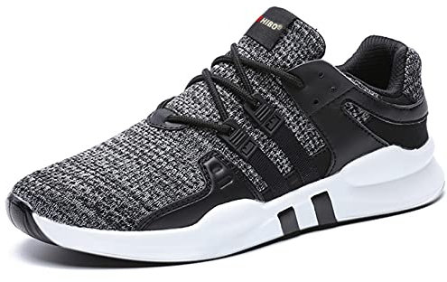 JACKSHIBO Schuhe Sneaker Herren Laufschuhe Damen Leicht Sportschuhe Gym Turnschuhe Outdoor Atmungsaktiv Freizeit Fitnessschuhe, 01 Grau 46 EU