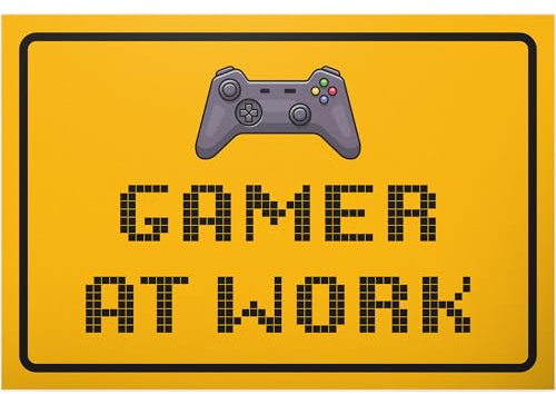 DankeDir! Gamer at Work - Schild Spruch - Deko Türschild Zimmer Zocker Geschenkidee Spielzimmer Schüler Partydeko - Dekoration Teenager Jugendlicher Geburtstagsgeschenk Jungen Geschenk