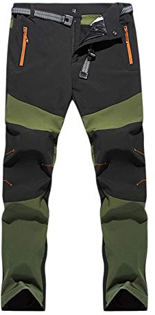 Softshellbyxor för män, utomhusbyxor, vandringsbyxor, vattentäta, softshell-byxor, trekkingbyxor, vindtäta, camping, funktionella byxor, softshell-byxor med bälte, Armégrön, XL