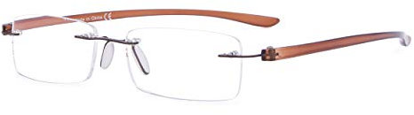 Eyekepper Leser Kleine Linse Randlos Lesebrille Männer Frauen(Braun Buegel)+0.75