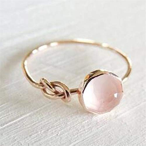 Sdouefos - Anello da sposa placcato oro rosa 18 carati con pietra di luna rosa, taglio ovale, colore: rosa fuoco vintage