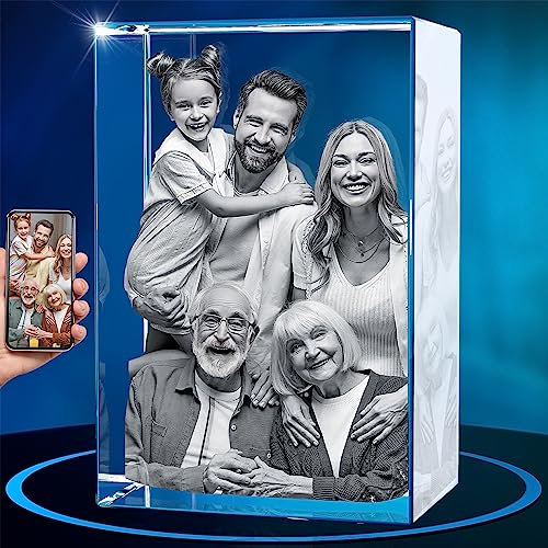 ArtPix 3D Crystal Photo, regalo personalizado con su propia foto, imagen grabada con láser 3D, cristal rectangular grabado, regalos de cumpleaños conmemorativos para mamá, papá
