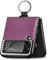 GOGME Case for Samsung Galaxy Z Flip 3 5G, Slim Retro Leather Case with Ribbon and 360 Degree Ring, Silicone TPU Non Slip Surface Case Anti-Shock and Anti-Scratch Cover, Purple