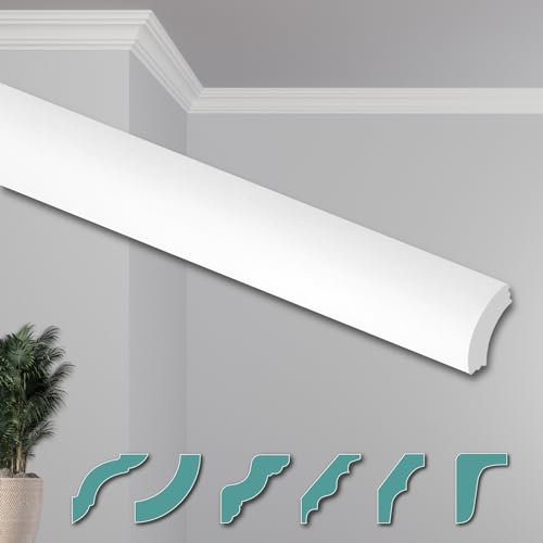 HEXIMO Deckenleisten modern XPS Styropor weiß, 2 Meter Stuckleisten Sytroporleisten Zierleisten Stuck Eckleisten (50 Meter Deckenleisten ZG2)