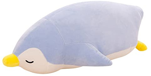 Plüschkissen, Netter Pinguin Seitenschläferkissen Stillkissen Lagerungskissen Faultier Kissen Kuscheltier Nackenkissen Schwangerschaftskissen Pinguin Kissen Geburtstagsgeschenk Plüschtier, Blau/60cm