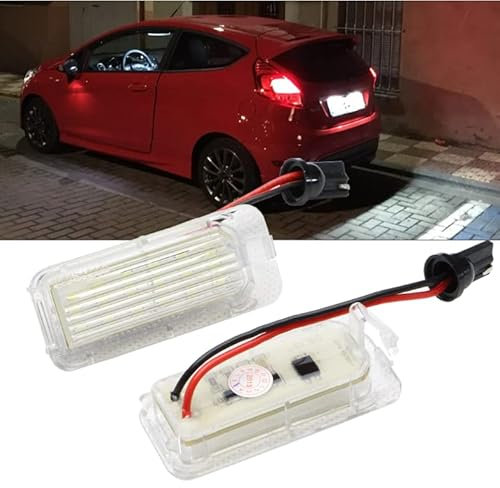 LED Kennzeichenbeleuchtung | Nummernschildbeleuchtung LED Kompatibel mit Ford Fiesta Focus Ecosport Kuga| Eingebauter CANBus-Widerstand Kein Fehler 6000K Eisweißes Licht Ersatzlampenplatte