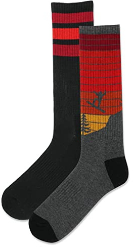 Hot Sox Men's Snowboarder Crew Sock 2 Pair Pack, Snowboarder (Grey), Men's Shoe Size: 6.5-12