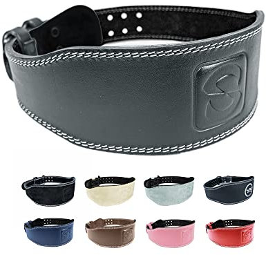 Weight-lifting Belt Gewichthebergürtel Kraftraining | Gym Gürtel Gewichtheben Powerlifting Belt für Kraftsport wie Deadlift, Kniebeugen und Body-Building | Fitness-Gürtel mit Polster, Schwarz-Glatt S