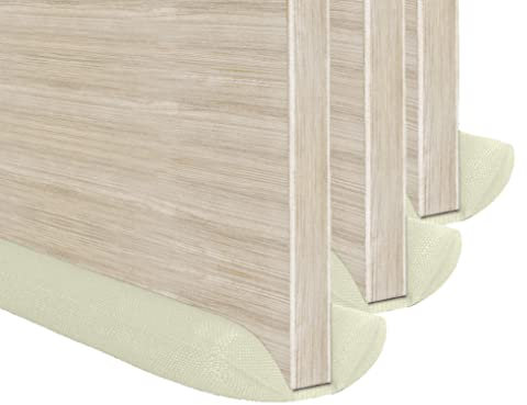 3 x MOXVIO Draft Excluder for Doors, Double Under Door Draught Excluder, 2 Sided Cushion Door Draft Stopper, 70 to 90 cm Cut-to-Size Adjustable Width, Waterproof Snowproof 600D Oxford Fabric (Beige)
