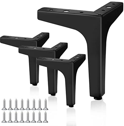 GothicBride 4 Stück Möbelfüße Schwarz 13 cm Dreieckige Möbelfüsse Metallfüße für Möbel Schrankbeine Nachttisch TV-schrankfüße(13 cm)
