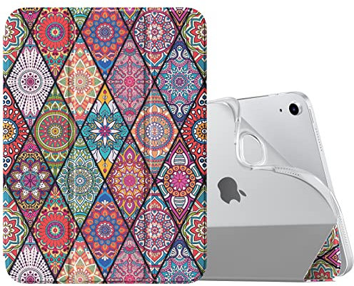 MoKo Hülle für iPad (A16) 11. Generation 11 Zoll 2025/10. Gen 10,9 Zoll 2022, iPad Hülle TPU Transluzent Matt Rückseite Cover mit Auto Schlaf/Aufwach Schutzhülle mit Ständer, Karo Stechapfel