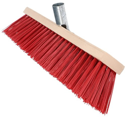 Robuster Besenkopf 40 cm – extra steife PVC-Borsten für Einfahrten, Terrassen und Garagen – Outdoor/Indoor Hofbürste mit Griffhalterung – robuste Kehrbürste für Wohnwagen, Lager und Gärten