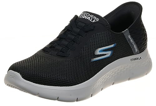 Skechers Zapatillas de gimnasia para hombre, Negro-gris, 41 EU