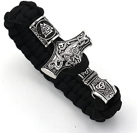 Hammerarmband, Nordischer Wikinger Valknut Hammer-Armband für Männer, Geflochtenes Armband mit keltischem Knotenhammer Nordischer Hammerschmuck, Odin Rune Armband Punk Hammer Armreif für Jungen
