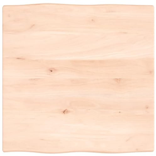 vidaXL Tischplatte, Holzplatte für Tisch Esstisch Couchtisch, Massivholzplatte Handgefertigt mit Baumkante, Ersatztischplatte, 60x60x2cm Massivholz Eiche Unbehandelt