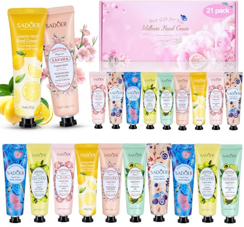 Tenuiskft 21 pack de crema de manos, mini crema de manos para mujer, set de regalo, crema hidratante para el invierno, crema corporal para el día de la madre, Navidad, regalos de cumpleaños