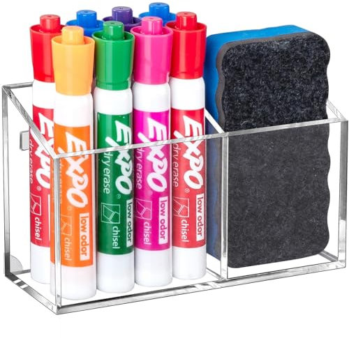 BEYGORM Magnetic Dry Erase Marker Holder for Whiteboard,Non-slip Acrylic Magnet Pen Holder for Fridge Refrigerator,Locker Organizer for Work,Locker Accessories,Pencil Cup for Desk,Marker Organizer