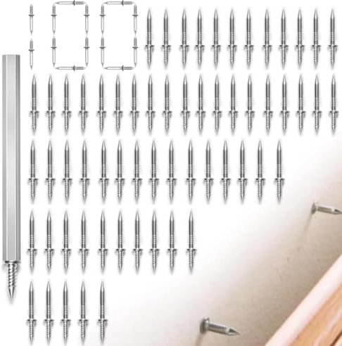 Eleanly 100PCS Double Head Skirting Thread Seamless Nail Skirting Line Without Marks Nail Skirting Line Special Hidden Nails with Nail Specific Sleeve Tool for TV Backdrop Furniture Sofa Headboards