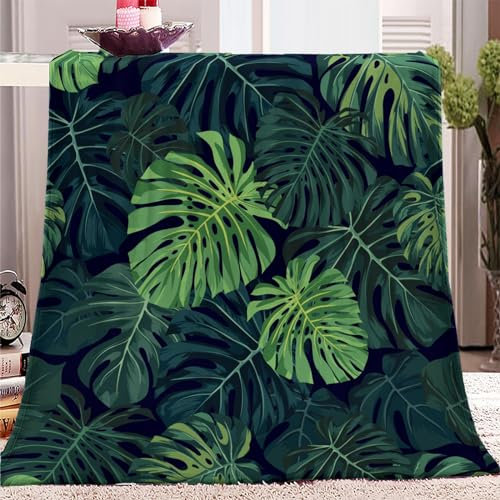 Flauschige Kuscheldecke Couch Decke XXL 180x200cm GrüN-Monstera-Druck Fleecedecke, Warmer Tagesdecke - Leichte Ganzjahresdecke, Decken für Sofa Bett, Weiche Decke Für Kinder und Erwachsene