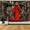 Invoibler Wandteppich mit Totenkopf, Gothic, Pilz, Mond, Skelett, Blumen, Horror, Wald, für Schlafzimmer (150,1 x 210,1 cm)