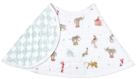 aden + anais essentials baby burpy baby bib, 100% cotton muslin, soft absorbent 4 layers, multi-use burp cloth and bib, 22.5” x 11”, single, elephant circus