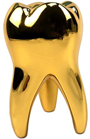 KUMIAO Personalisierte Harz Gold Zähne Ornament - Einzigartige Dental Statue Dekoration für Zahnarzt, Dentalhygieniker, Zahnarzthelfer
