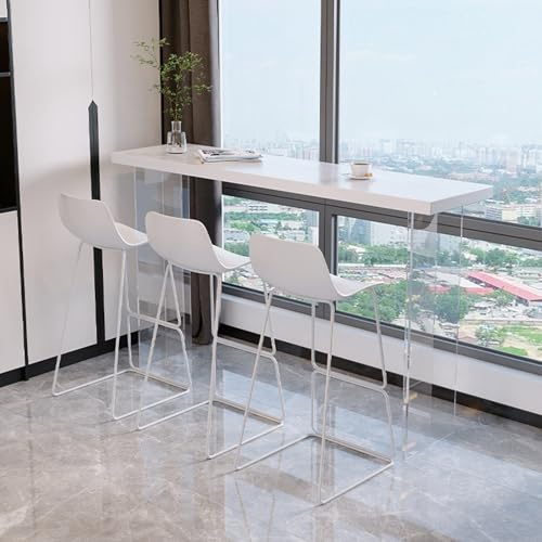Moderner Konsolentisch, Thekenhöhentisch für Wohnzimmer und Küche, Schmaler Sofatisch mit Transparenten Acrylbeinen, Moderner Bartisch (Stuhl Nicht im Lieferumfang Enthalten) ( Color : Wit , Size : 14