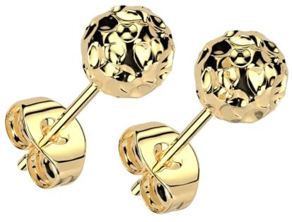viva-adorno Ohrstecker Edelstahl Ohrringe Kugel Ball rund gehämmert Damen Ohr Schmuck Z575, gold