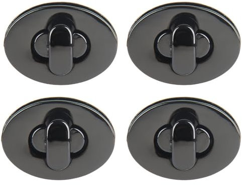 SagaSave Drehverschluss, oval, Metall, Drehverschluss, für Bastelarbeiten, Taschen, Handtaschen, Schwarz, 4 Stück