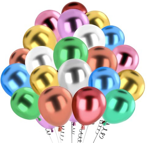 Luftballons Metallic, 100 Stück 12 Zoll Matt Bunt Ballon, Chrom für Geburtstagsdeko Hochzeit Taufe Deko Partydeko 100pcs