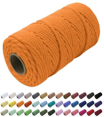Uiopa Corde Macramé 5mm x 100m, Fil Macramé Coton Corde Coton Naturelle, Ficelle Cordon Macramé Cordelette 5mm pour Tenture Murale, Porte Plante Mural, Rideau, Décoration Bohème (Doré)