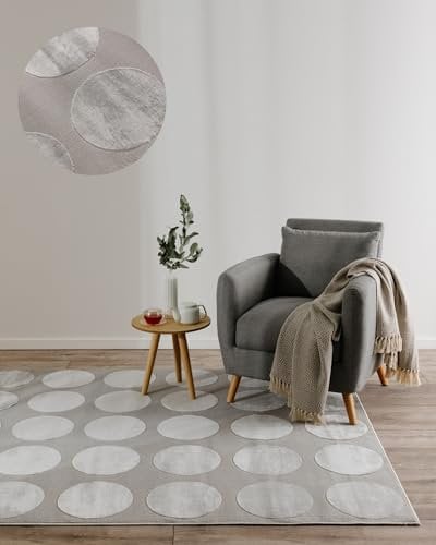 benuta Basic Teppich Claire - Grau 280x380 cm - Minimalistischer Wohnzimmerteppich im Geometrischen Retro-Stil - Pflegeleicht - Fußbodenheizung Geeignet