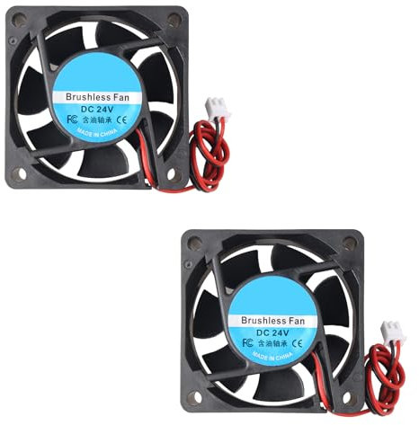 Jopto 2PCS Mini Brushless Silent 3D Printer Cooling Fan 60x60x25mm 6025 DC 24V Fan With 2 Pin Terminal Compatible With Laptop 3D Printer PC CPU Computer Case TV box For DIY With 30cm 11.81inch Cable