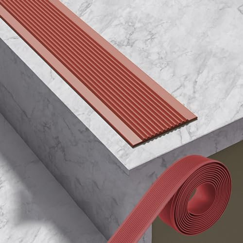 PVC Treppenkantenprofil Selbstklebend Winkelprofil Kunststoff Treppen-Kantenschutz Winkelprofil Stufenkantenprofil Für Den Außen- Und Innenbereich Anti Rutsch Streifen Treppe ( Color : Brown , Size :