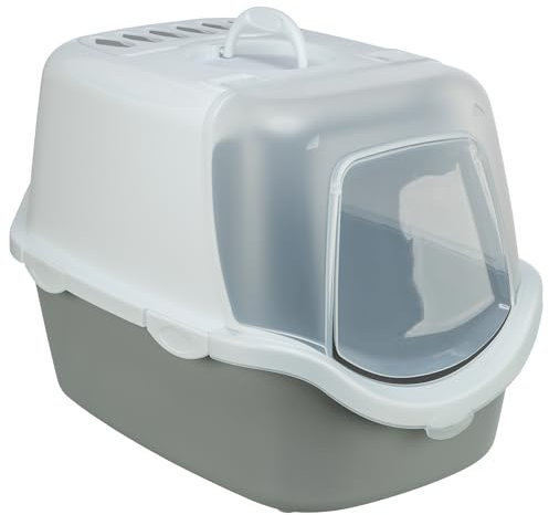 Trixie katzentoilette vico open top mit haube hellgrau/weiss